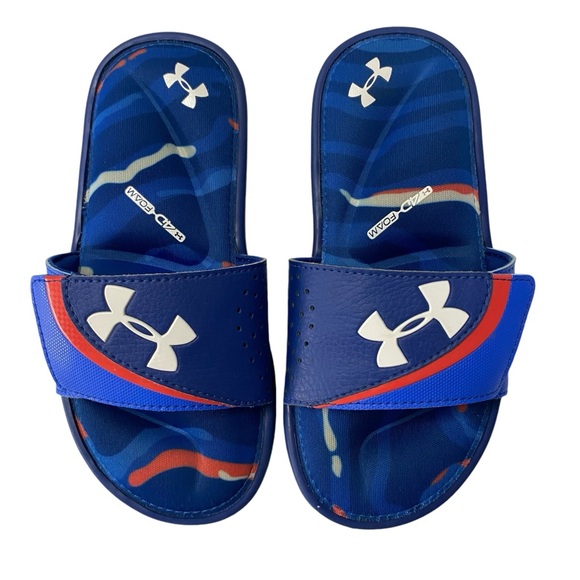 Bundle Of 2 Under Armour Boys Blue Slide Sandals Size 2Y/3Y - Picture 11 of 14